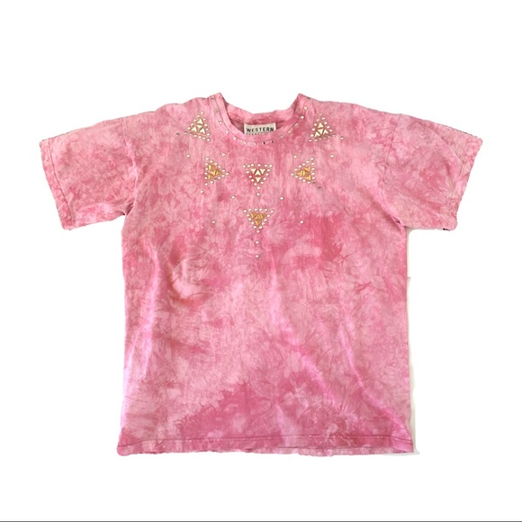 WESTERN CONNECTION Pink Tie-Dye Rhinestone T-Shirt - Picture 1 of 5